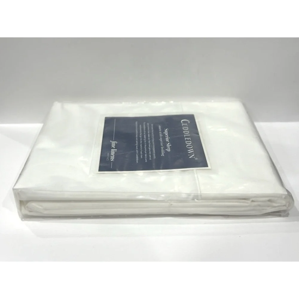 Cuddledown Queen Flat Sheet Ivory 400TC Wrinkle-Free Percale Cotton 94x105 New